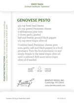 "Happy Mothers Day - Pesto Recipe" Genovese Basil Seed Favor - Bentley Seeds