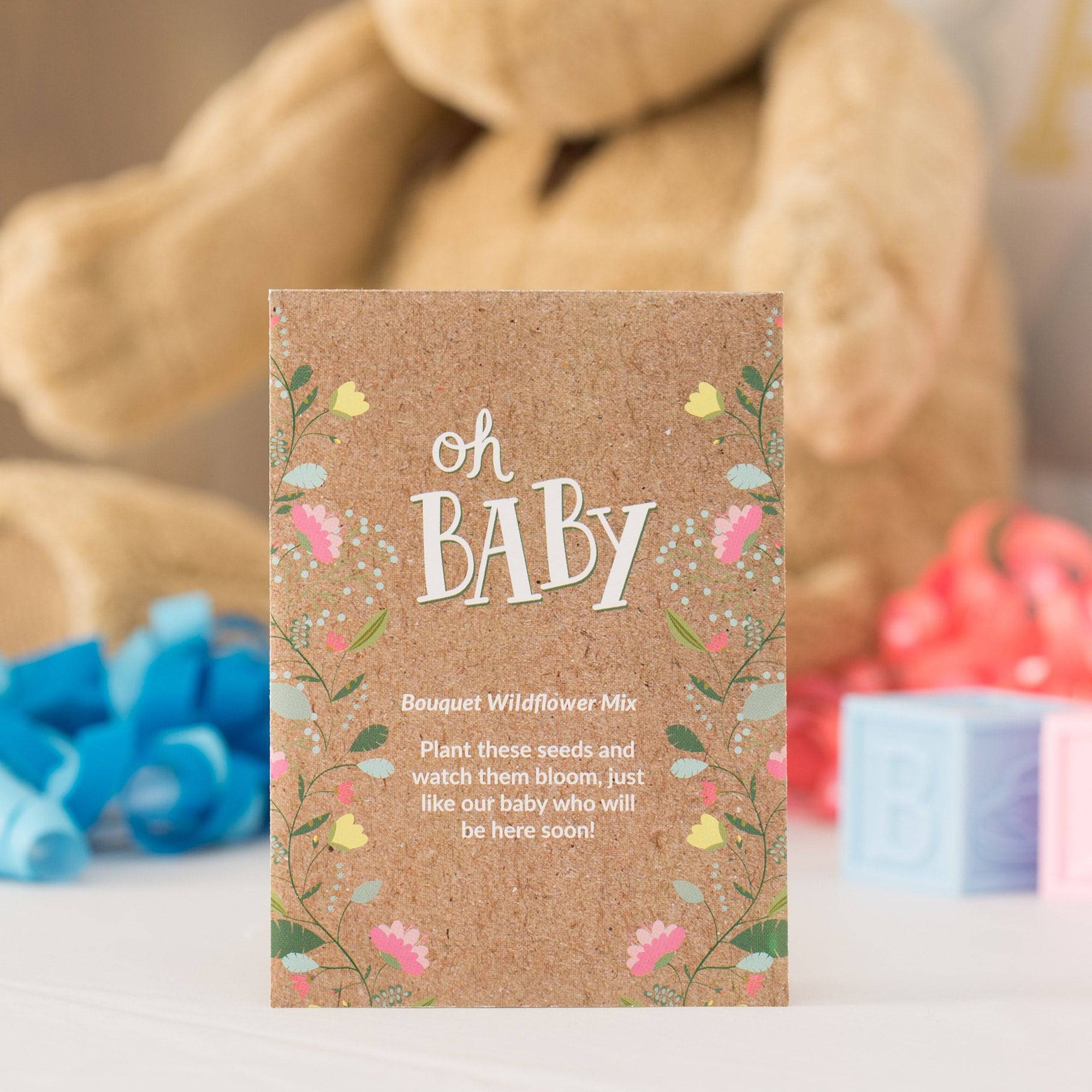 Oh Baby Baby Shower Brown - Bouquet Wildflower Seed Packets