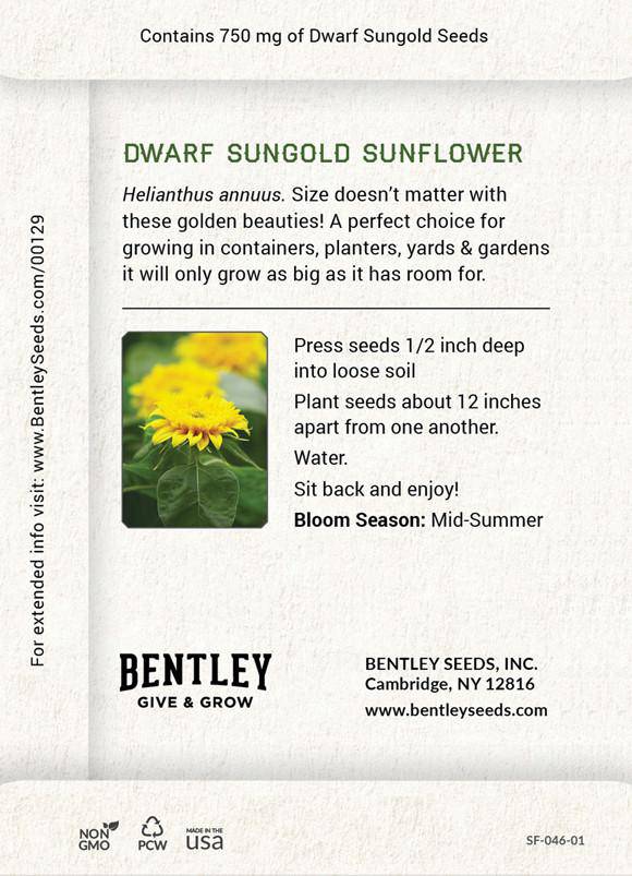 "Thanks For Your Business" Dwarf Sunflower Seed Packet - Bentley Seeds