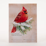Snowy Cardinal Gift Tag - Bird & Butterfly Wildflower Mix Seed Packets- 25 Seed Packets - Bentley Seeds