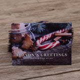 Season's Greetings Horizontal Gift Tag - Peppermint Seed Packets - 25 Seed Packets - Non-GMO - Christmas/Holiday Gift Tag - Bentley Seeds