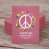 Earth Day Peace and Flowers - Wildflower Mix Seed Packets - 25 Seed Packs- Perfect Eco-Friendly Gift for Gardeners & Friends - Non GMO Seeds